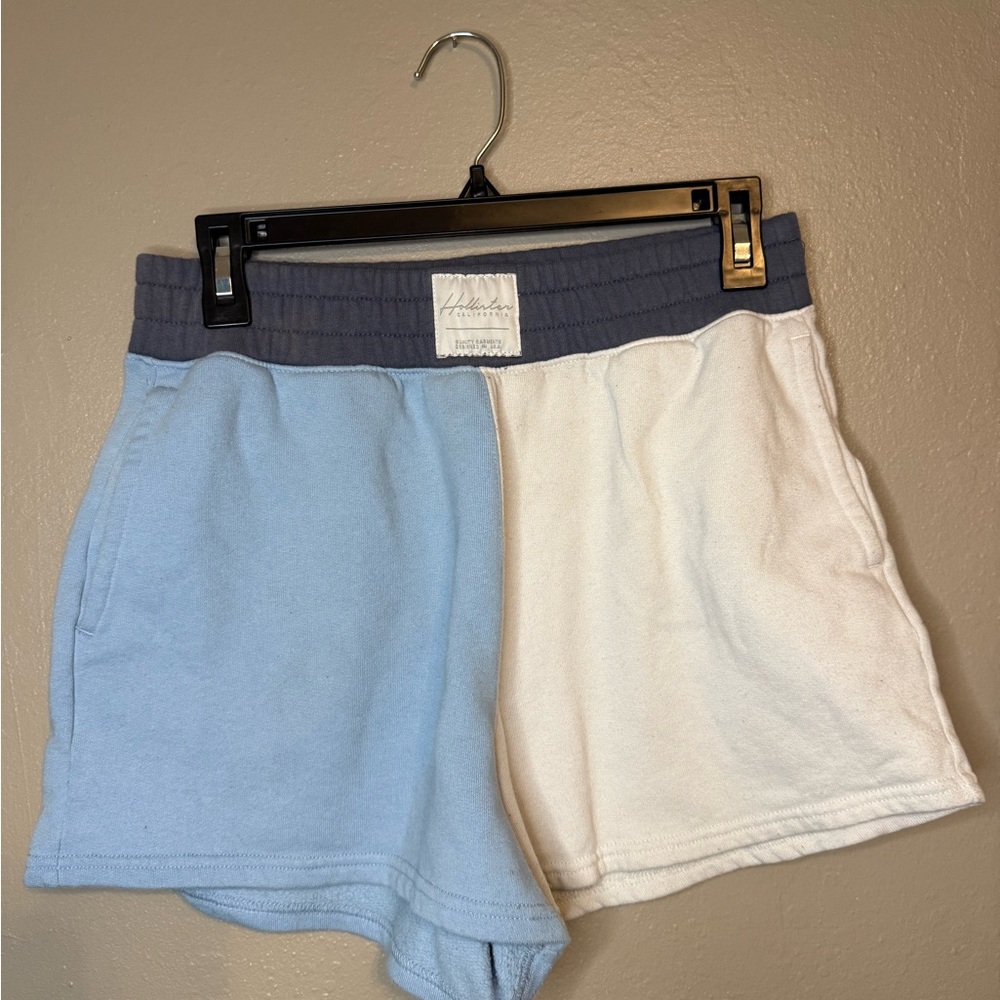 Hollister Blue and Cream Ultra High-Rise Shorts